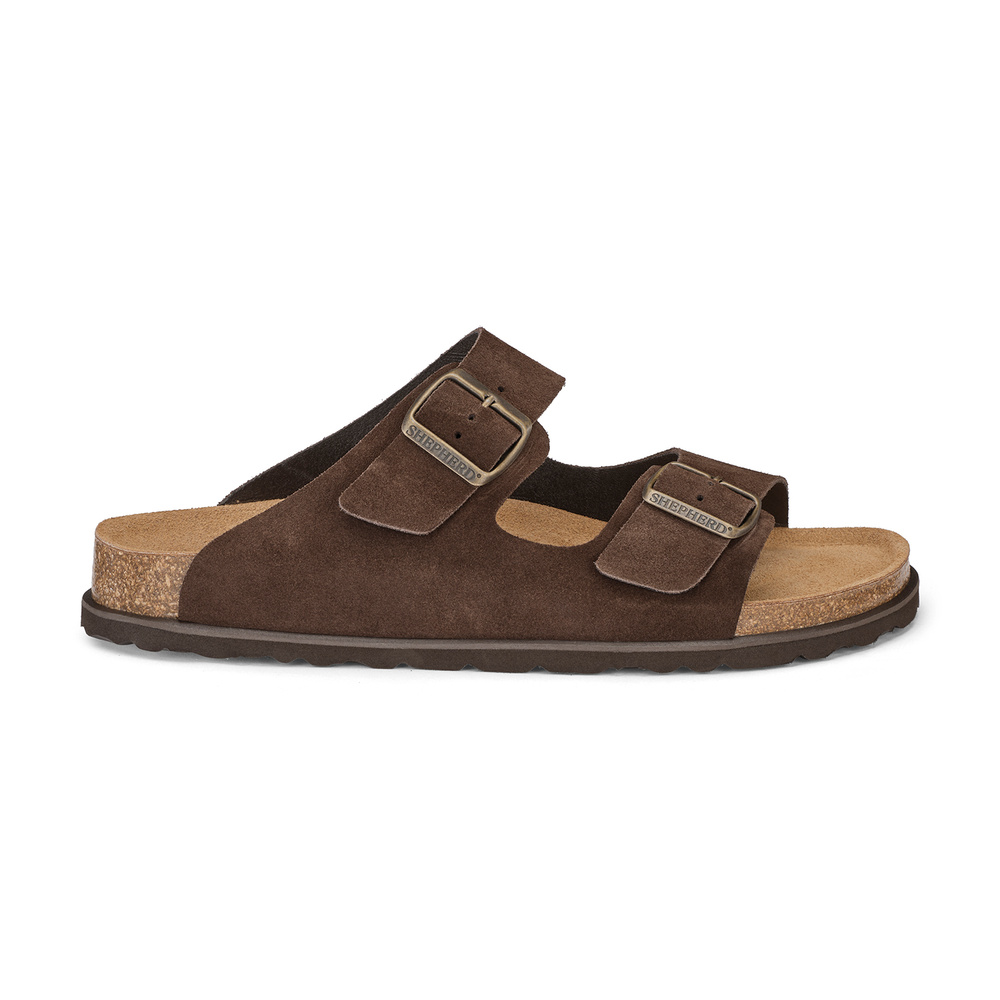 Men's Suede Sandals with Cork Footbed - Shepherd of Sweden